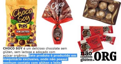 Chocolate Choco Soy tem gluten? Resposta do SAC