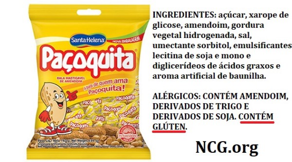 Bala paçoquita Santa Helena contém gluten