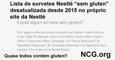 Lista de sorvetes Nestlé "sem gluten" desatualizada desde 2015